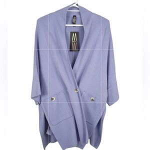 Marla Wynne Drama Kimono Cardigan Sweater Shell Lilac SZ S Poncho Lagenlook Cozy